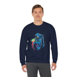 Galactic Dream Astronaut Neon Art Unisex Heavy Blend Crewneck Sweatshirt Vibrant Cosmic Streetwear Pullover Futuristic Space Design Soft Fleece Warm Comfortable Everyday Wear Perfect Gift for Sci Fi Lovers and Creative Dreamers