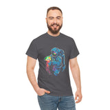 Galactic Dream Astronaut Neon Art Unisex Heavy Cotton Tee Bold Cosmic Streetwear Graphic T Shirt Vibrant Space Design Comfortable Classic Fit Everyday Wear Perfect Gift for Sci Fi Lovers and Creative Minds