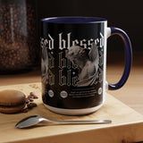 Blessed Angel Statue Graphic Accent Coffee Mug 11oz 15oz Gothic Streetwear Aesthetic Spiritual Artistic Ceramic Drinkware