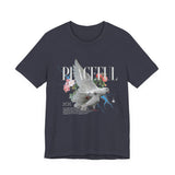 Peaceful Dove Floral Unisex Jersey Short Sleeve Tee Comfortable Soft Cotton Motivational Streetwear Graphic T-Shirt Bold Typography Casual Wear Perfect Gift For Friends Birthdays Everyday Style
