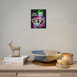 Joker Enjoy The Game Glossy Poster Bold Gothic Wall Art Dark Psychological Design Fiery Street Aesthetic Print for Risk Takers and Art Collectors