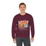 Money Is Not Just Currency Burning Dollar Graphic Unisex Heavy Blend Crewneck Sweatshirt Hustler Streetwear Motivational Cash Fire Design
