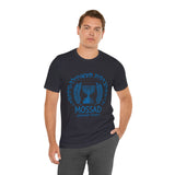 Mossad Logo Heritage Emblem Blue Seal Unisex Heavy Cotton Tee Artistic Symbol Cultural Inspired Graphic Design Vintage Style Statement Shirt Travel Gift Everyday Wear