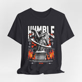 Unisex Jersey Short Sleeve Tee Humble Angel Statue Graphic Streetwear Fire Print T Shirt Bold Motivational Urban Fashion Outfit