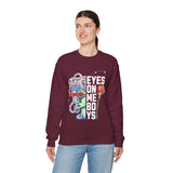 Eyes On Me Boys Medusa Crewneck Comfortable Unisex Heavy Blend Sweatshirt Mythological Streetwear Bold Empowerment Design for Self Expression Perfect Gift for Friends Birthdays Cozy Days Casual Wear