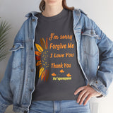 Unisex Ho’oponopono Sunflower T Shirt Healing Affirmation Tee Spiritual Gratitude Mindfulness Inspired Positive Energy Heavy Cotton Graphic Top