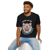 Laughing Pig Fun Cartoon Unisex Heavy Cotton Tee Trendy Humor Streetwear Graphic Shirt Perfect Gift for Friends Birthdays Casual Wear