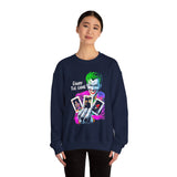 Joker Enjoy The Game Unisex Sweatshirt Bold Gothic Streetwear Dark Psychological Art Design Cozy Heavy Blend Pullover for Risk Takers and Fearless Creators
