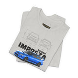 Blue Rally Inspired Performance Sedan Artwork Unisex Heavy Cotton Tee High Speed Streetwear Graphic Shirt For Car Enthusiasts And Automotive Art Lovers