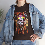 Rasta Lion Unisex Heavy Cotton Tee Bold Reggae Vibes Artistic Lion Headphones Design Cool Jamaican Streetwear Graphic TShirt Symbol of Strength Music and Freedom by KLASSORO