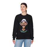 Grumpy Street Legend Sweatshirt Bold Unisex Crewneck Funny Caricature Graphic Design Cozy Retro Urban Style Perfect Gift for Streetwear Fans, Artists, and Humor Lovers