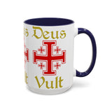 Deus Vult Accent Coffee Mug 11oz 15oz Red Cross Knight Crusader Ceramic Cup Bold Medieval Design Christian Symbol Faith Inspired Coffee Tea Gift Drinkware