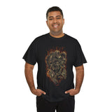 Burning Jester Skull Unisex Heavy Cotton Tee Gothic Flame Joker Skeleton Streetwear T Shirt Bold Dark Fantasy Design Perfect For Rebels Gamers Metal Lovers And Artists