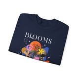 Blooms Person Unisex Heavy Blend Crewneck Sweatshirt Graphic Pullover Black Abstract Colorful Floral Head Artistic Modern Streetwear Creative Futuristic Fashion Outfit