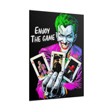 Joker Enjoy The Game Glossy Poster Bold Gothic Wall Art Dark Psychological Design Fiery Street Aesthetic Print for Risk Takers and Art Collectors