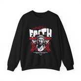 Faith Over Fear Jesus Crown Of Thorns Unisex Heavy Blend Crewneck Sweatshirt Christian Graphic Bold Religious Streetwear Motivational Bible Verse Pullover