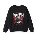 Faith Over Fear Jesus Crown Of Thorns Unisex Heavy Blend Crewneck Sweatshirt Christian Graphic Bold Religious Streetwear Motivational Bible Verse Pullover