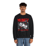Money Motivation Hustler Mindset Graphic Print Unisex Heavy Blend Crewneck Sweatshirt Streetwear Ambition Pullover