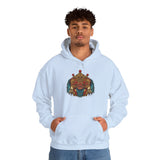 Balinese Barong Mask Unisex Hoodie Heavy Blend Pullover Sweatshirt Tribal Cultural Warrior Spirit Inspired Mythical Festival Graphic Streetwear