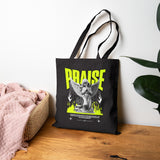 Praise Angel Statue Graphic Cotton Canvas Tote Bag Spiritual Gothic Streetwear Eco Shopper