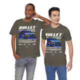 Bullet Blue Street Racing Artwork Unisex Heavy Cotton Tee High Performance Inspired Graphic Shirt For Car Lovers And Urban Streetwear Fans