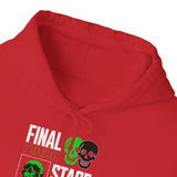 Final Stage Unisex Heavy Blend Hooded Sweatshirt Graphic Hoodie Black Skull Neon Green Streetwear Futuristic Cyberpunk Bold Artistic Fashion Outfit