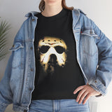 The Silent Mask Unisex Heavy Cotton Tee Horror Streetwear Mysterious Dark Graphic Halloween T-Shirt for Fearless Souls and Gothic Aesthetic Lovers