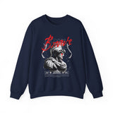 Brave Warrior Roman Gladiator Graphic Print Unisex Heavy Blend Crewneck Sweatshirt Bold Motivational Streetwear Pullover
