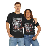 Money Bright Unisex Heavy Cotton Tee Angel Statue Graphic Gothic Streetwear Red Neon Aesthetic Artistic Fashion Statement T Shirt
