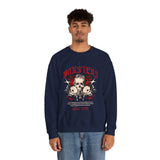 Monsters Skull Guardians Gothic Horror Unisex Heavy Blend Crewneck Sweatshirt Dark Graphic Halloween Streetwear Bold Vintage Skull Pullover