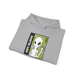 Not Alone Alien Unisex Hoodie UFO Graphic Pullover Sweatshirt Cartoon Extraterrestrial Sci Fi Space Themed Conspiracy Inspired Paranormal Streetwear