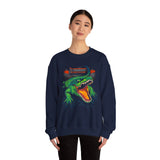 Beast Of The Stadium Unisex Crewneck Sweatshirt Heavy Fleece Blend Neon Crocodile Power Design Electric Green Reptile Streetwear Bold Statement Fashion For Cold-Season Trendsetters