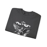 Fly High Angel Design Unisex Heavy Blend Crewneck Sweatshirt Guardian Spirit Angel Wings Spiritual Streetwear Pullover