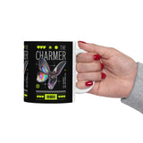 The Charmer Ceramic Mug Futuristic Butterfly Neon Cyber Aesthetic Graphic Coffee Tea Cup Artistic Streetwear Inspired Gift