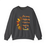 Unisex Ho’oponopono Sunflower Crewneck Sweatshirt Heavy Blend Pullover Healing Affirmation Spiritual Gratitude Mindfulness Positive Energy Apparel