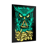The Watcher Owl All Seeing Wisdom Matte Vertical Poster Mystical Neon Owl Wall Art Geometric Spiritual Symbol Print For Home Office Studio Decor Perfect For Visionary Thinkers And Creators
