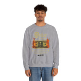 Dollar The Strength Burning Money Legacy Unisex Heavy Blend Crewneck Sweatshirt Gothic Flames Graphic Bold Motivational Streetwear Pullover