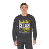 Hustler Original Money Maker Unisex Heavy Blend Crewneck Sweatshirt Streetwear Graphic Bold Dollar Bill Print Motivational Entrepreneur Pullover