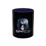 Space Galaxy Accent Coffee Mug 11oz 15oz Astronaut Spacecraft Earth Black Two Tone Ceramic Cup Gift for Space Lovers