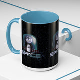 Space Galaxy Accent Coffee Mug 11oz 15oz Astronaut Spacecraft Earth Black Two Tone Ceramic Cup Gift for Space Lovers