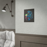 Galactic Dream Astronaut Neon Art Matte Vertical Poster Futuristic Space Wall Art Vibrant Cosmic Print Premium Home Decor for Sci Fi Lovers Creative Studios and Modern Interiors