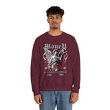 Money Bright Unisex Heavy Blend Crewneck Sweatshirt Angel Statue Graphic Gothic Streetwear Red Neon Artistic Fashion Pullover