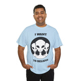 I Want To Believe Alien Unisex T Shirt Vintage UFO Graphic Tee Extraterrestrial Space Themed Sci Fi Paranormal Conspiracy Inspired Streetwear Top