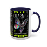 The Charmer Butterfly Accent Coffee Mug 11oz 15oz Black Two Tone Ceramic Cup Aesthetic Iridescent Butterfly Design Gift for Coffee Lovers