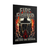 Firefighter Motivational Poster One Life One Decision Wall Art Tribute To Heroes Courage Quote Fire Rescue Design Home Decor Gift For Firefighters Gym Office Inspirational Wall Print