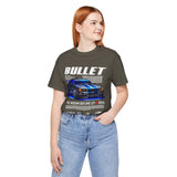 Bullet Blue Street Racing Artwork Unisex Heavy Cotton Tee High Performance Inspired Graphic Shirt For Car Lovers And Urban Streetwear Fans