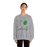 I Love Plants Crewneck Sweatshirt Unisex Heavy Blend Botanical Leaf Eco Friendly Gardening Nature Lover Sustainable Green Living Gift Pullover