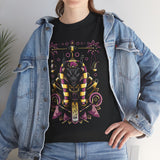 Anubis Balance God Unisex Heavy Cotton Tee Egyptian Mythology Streetwear Graphic T Shirt Bold Cosmic Art Design For Men And Women Perfect For Festivals Spiritual Wear And Fashion Lovers