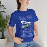 Silver Blue Street Racing Artwork Unisex Heavy Cotton Tee High Performance Inspired Graphic Shirt For Car Lovers And Urban Streetwear Fans