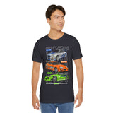 Street Racing Trio JDM Cars Graphic Unisex Heavy Cotton Tee for Drift Fans Performance Lovers and Streetwear Enthusiasts